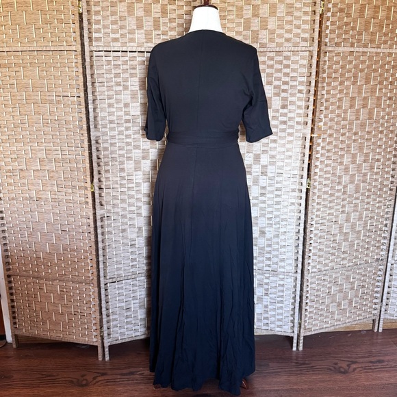 Black stretch knit eShakti wrap dress 1X / 18W - Picture 7 of 14